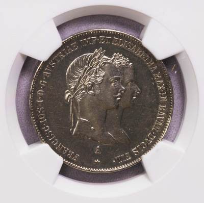NGC-MS61 1854奥地利茜茜公主1盾结婚纪念银币 - NGC-MS61 1854奥地利茜茜公主1盾结婚纪念银币