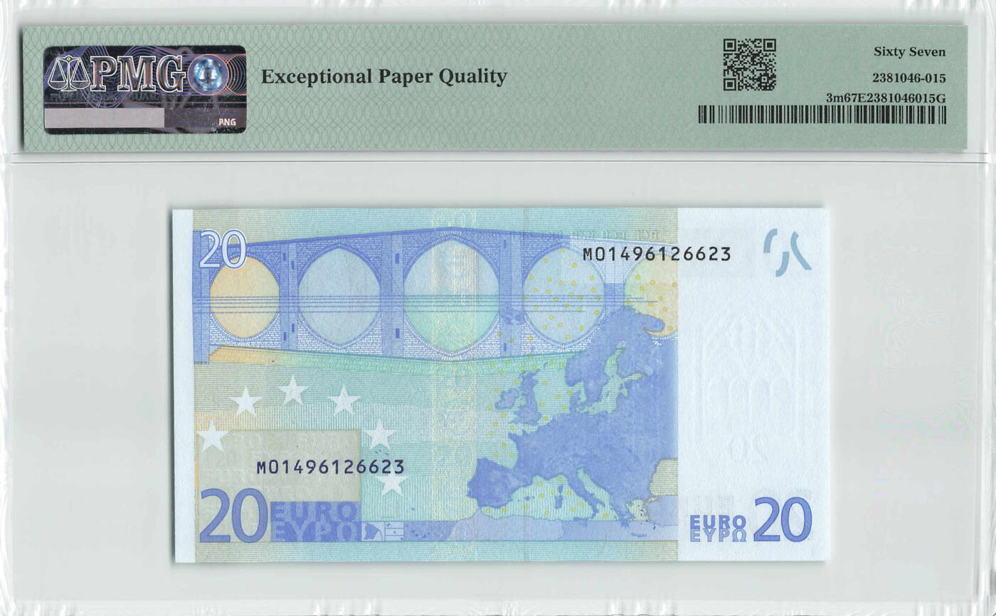 小福收藏拍卖第196期 评级币精选场 本期有68分倒置号布隆迪世界最大纸币 泰国69年10铢纪念钞0A冠百位倒置号  文莱06年500吉令特首年首冠 丹麦经典大松鼠 俄罗斯 玻利维亚 东加勒比 亚美尼亚等多国精美高分珍稀老钞精品纸币 葡萄牙 2002年 20欧元 一签 PMG67 EPQ 亚军分