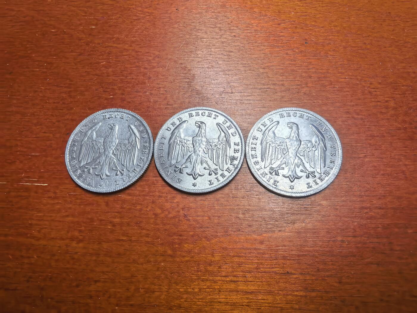 长老汇蛇年精选第七十九场拍卖 1923魏玛德国500马克铝币3枚，克书MS60分12美金，未流通品