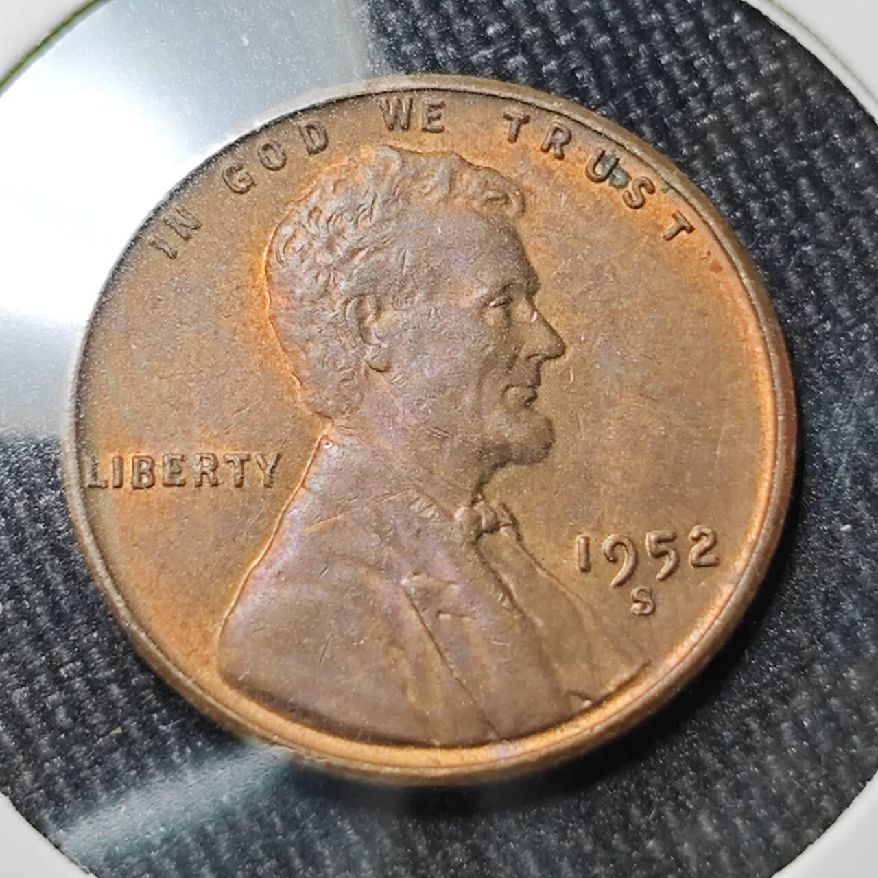 KK钱币收藏小铺 （套币 好品/批量散币 银币）专场  2月预留时间 周末发货  1952美国麦穗一分铜币 S厂 好品