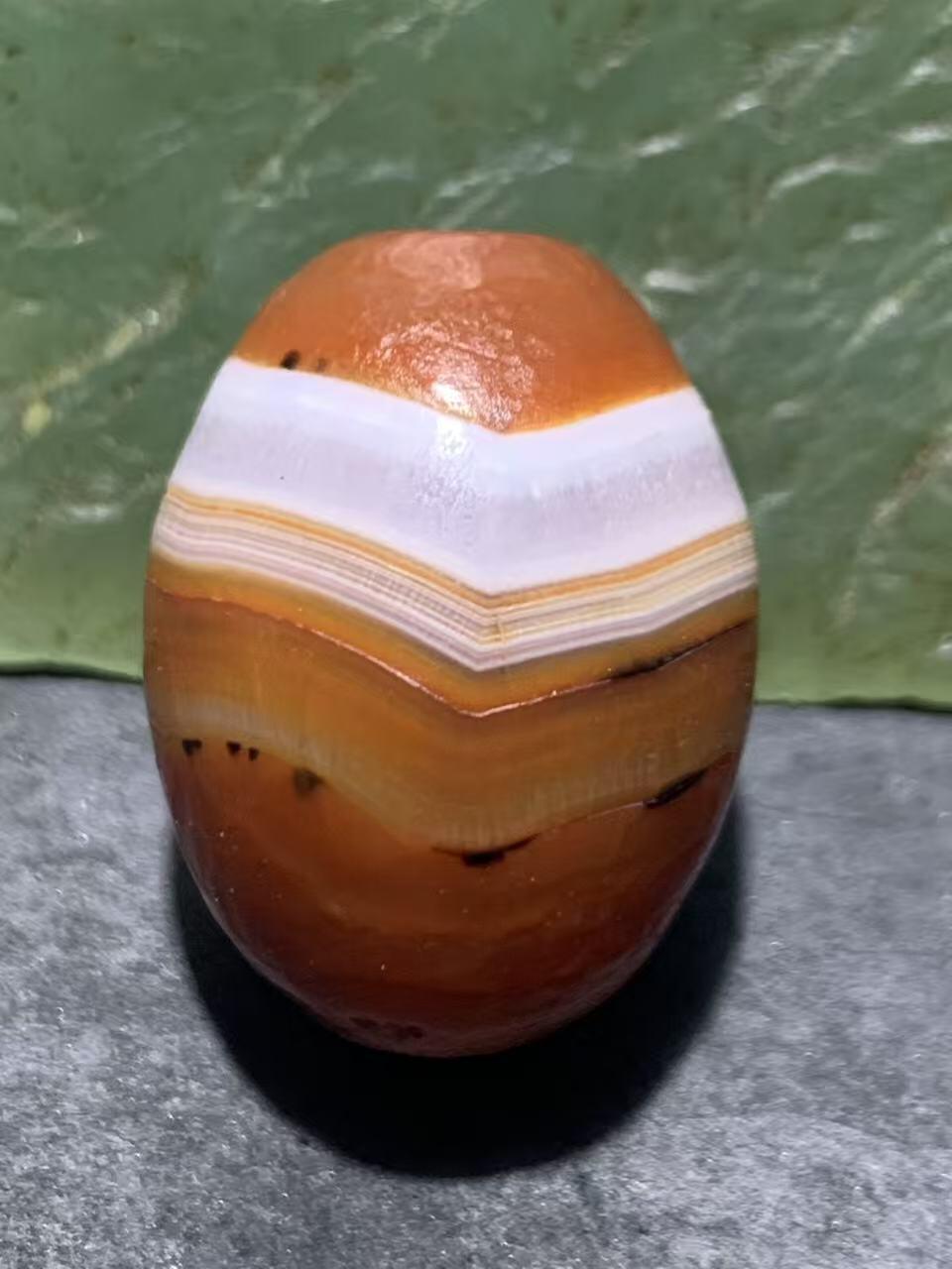 精美高玉化风化纹冰飘一线缠丝玛瑙桶珠一颗，