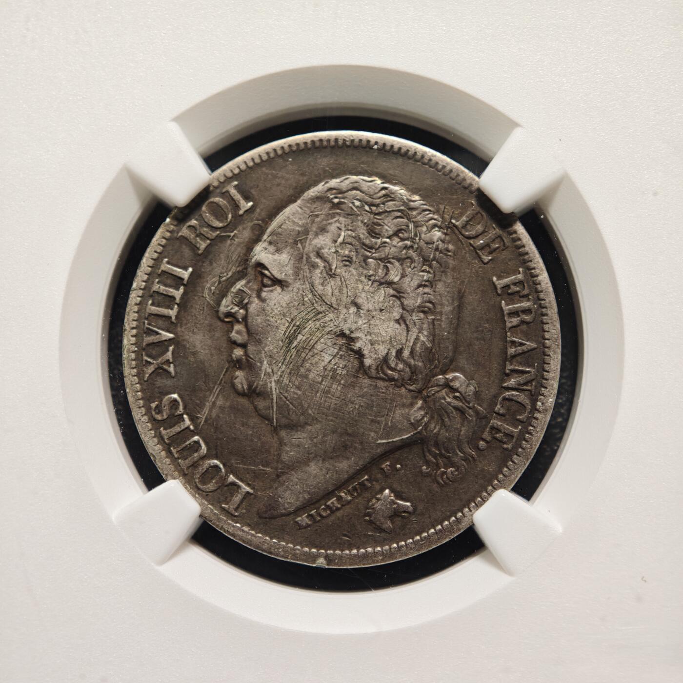 【德藏】世界币章拍卖第155期（拍品征集中~欢迎藏友联系） 1823年 法国2法郎银币 NGC VF 状态安逸