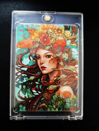 琦卡当当铺≯第23期★★回馈活动~买卖全部0佣金★★~【9点40结束】扫码加群抽[包邮券]~周六结束 - 话山海【精品手绘卡】-文圆-水中少女-背面光栅-1张（细节满满）带卡壳