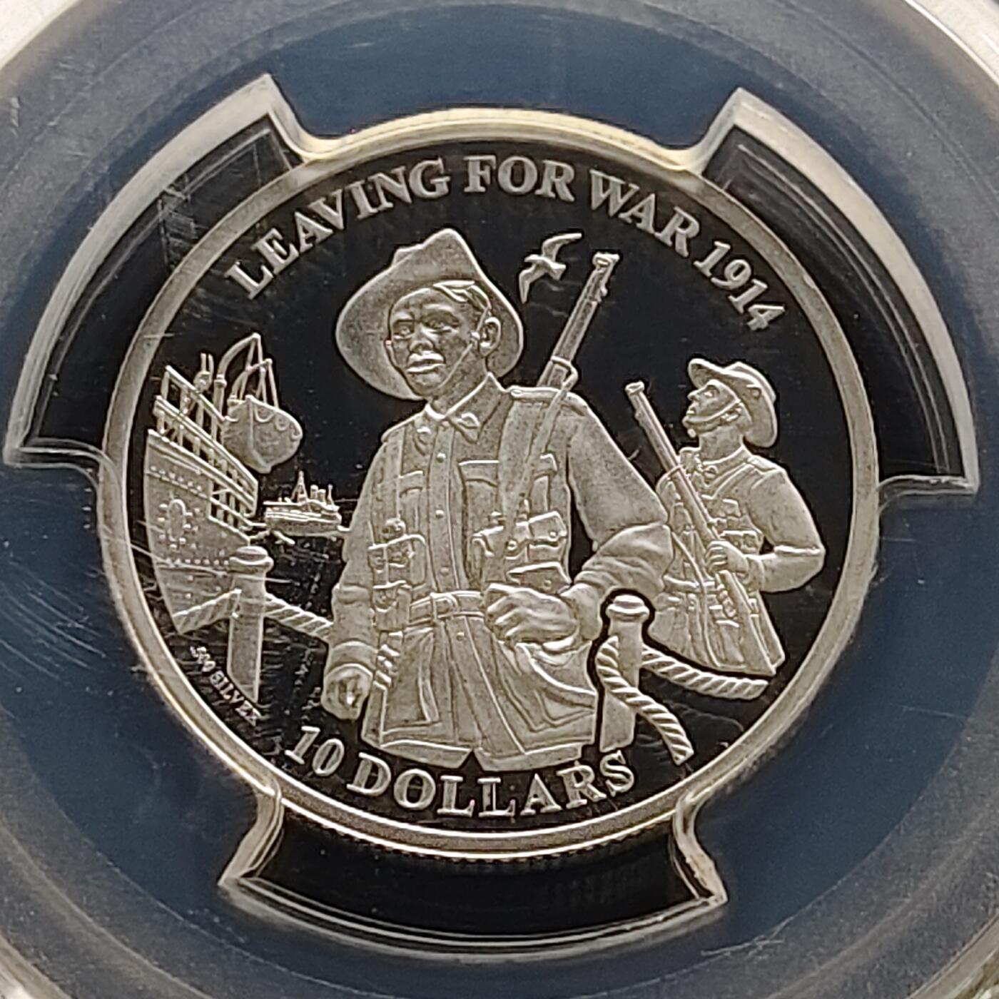 【全场包邮】纯粹捡漏拍481场（免费代拍第18场） 基里巴斯2014年10元铭记一战系列奔赴精制纪念银币-PCGS PR69 DCAM