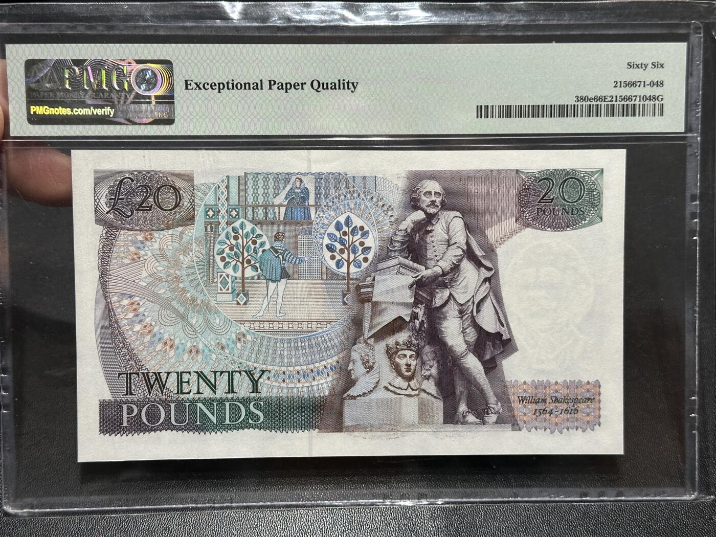 《外钞收藏家》第五百八十八期（优质场）（本平台长期征集拍品、欢迎藏友们联系合作） 1988-91年英国D序列50镑 PMG66 倒置号