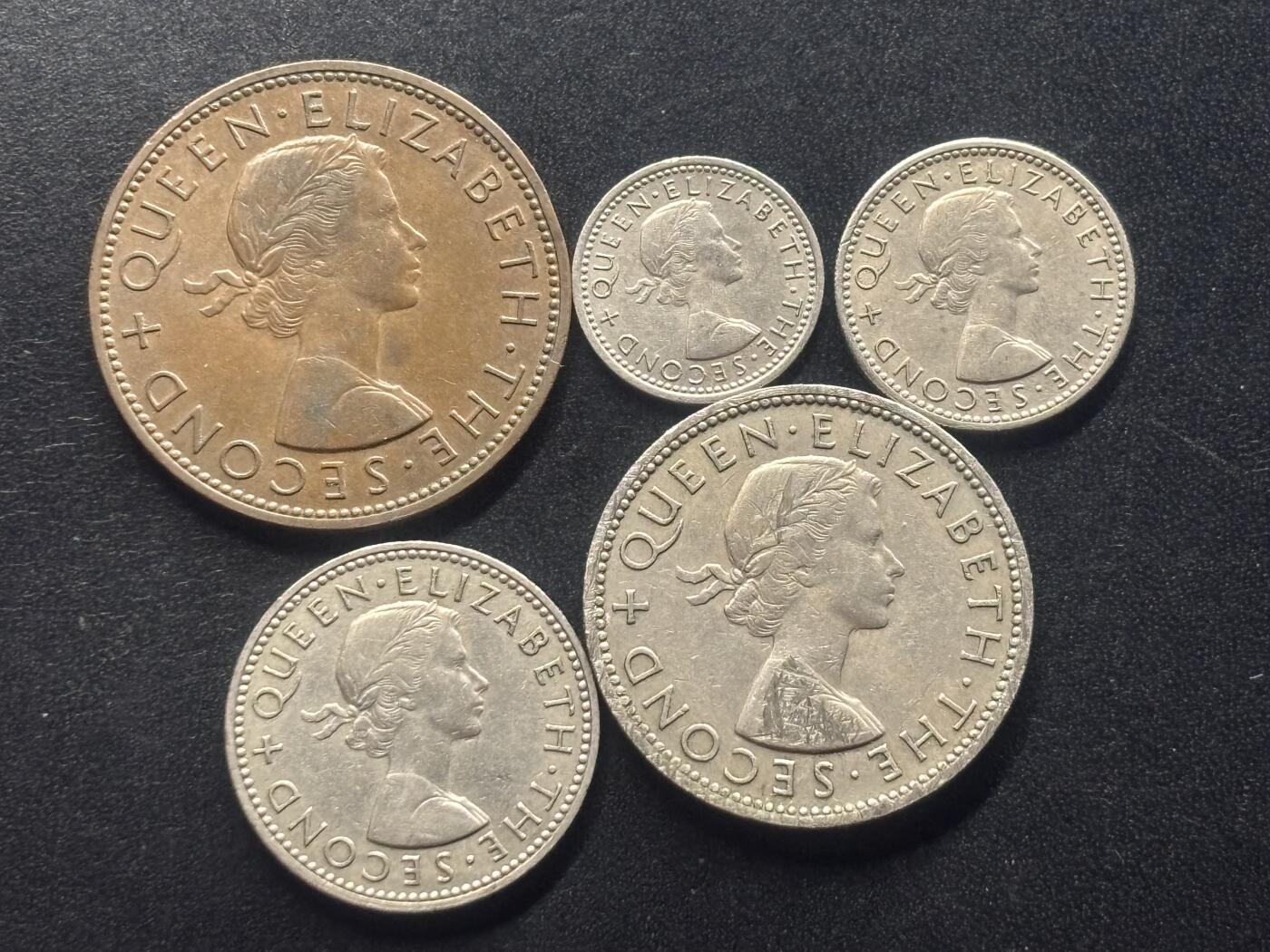 邮泉阁限时拍卖第三十七场 英国殖民地、属地硬币专场（硬币在国外。请付邮费6元。） 新西兰便士版5枚