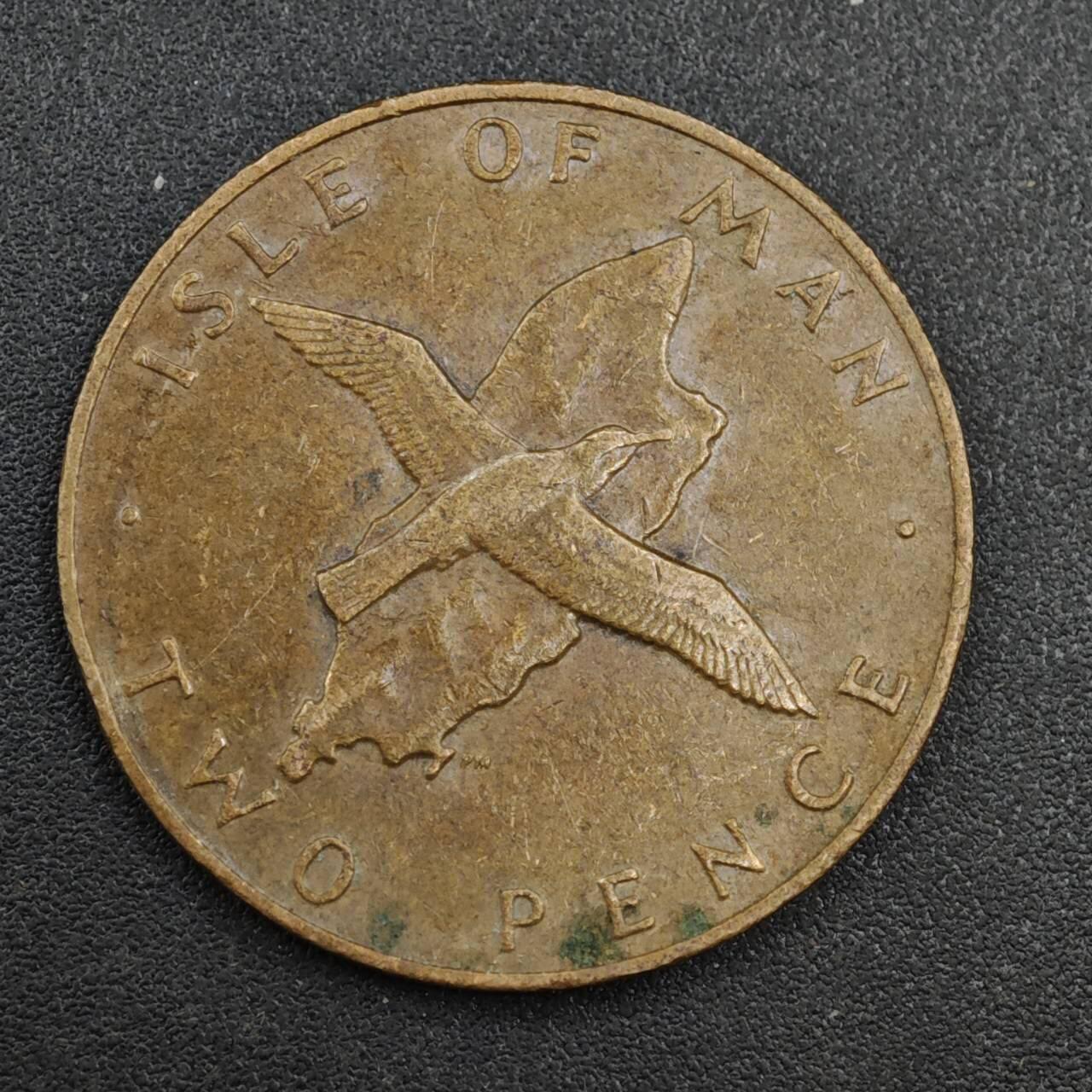 【淘币小摊】实时拍第八百一十拍   散币场   满百包邮可预留二周 每周一统一发货   马恩岛1977年2便士铜币