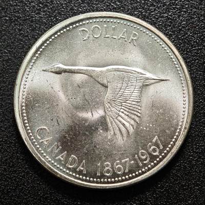 【德藏】世界币章拍卖第155期（拍品征集中~欢迎藏友联系） - 1967年 加拿大百年1元纪念银币 直径约：35.8mm；重约：23.5g