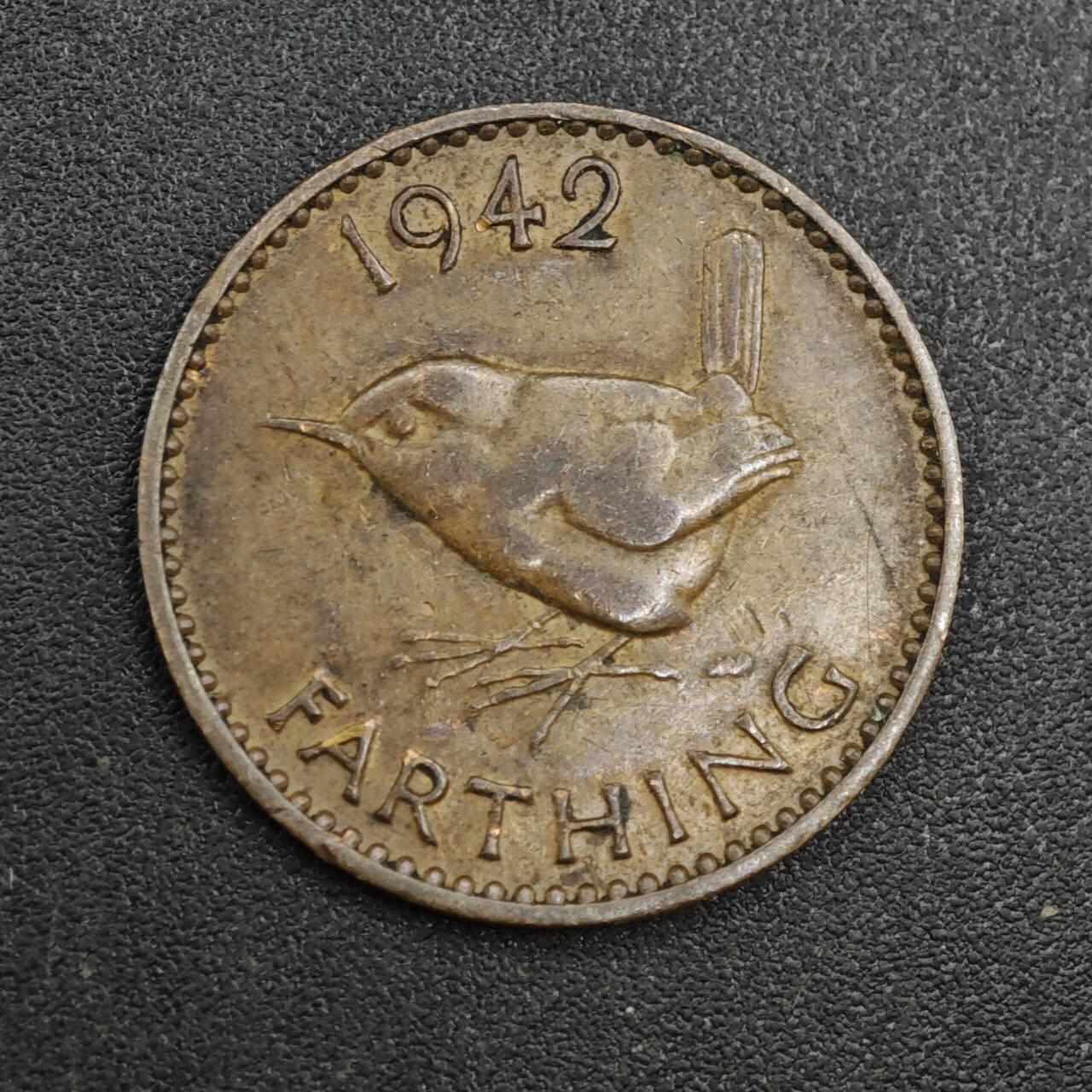 【淘币小摊】实时拍第八百一十拍   散币场   满百包邮可预留二周 每周一统一发货   英国1942年乔治六世法新铜币