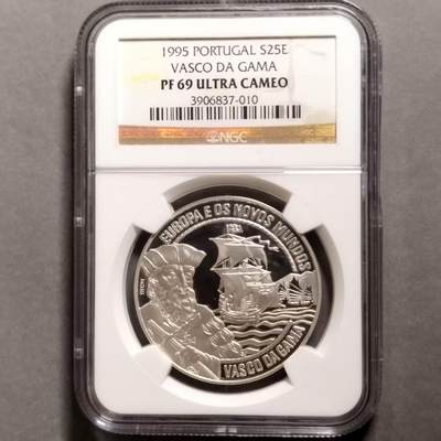 长老汇蛇年精选第七十九场拍卖 - 珍稀币！1995葡萄牙 25ECU 精制纪念银币  航海家 迪•亚士，NGC  PF69UC ，亚军分，更高分仅4枚   28克大银币，发行量未知