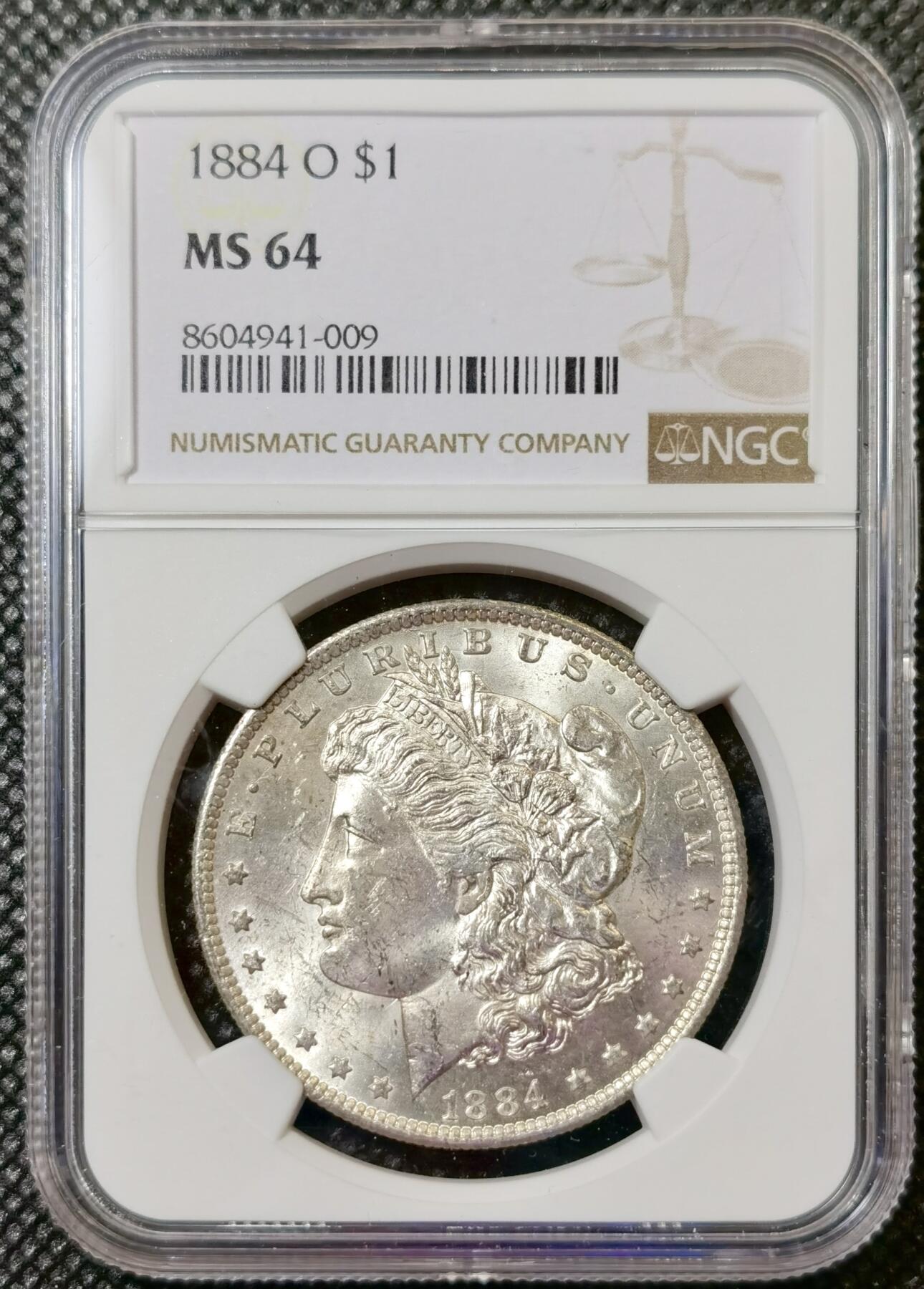 甄臻铺-世界币章拍卖（第40期）送拍享返佣金等优惠多多 NGC-MS64 1884年O版摩根，币面干净，不是烂大街的年份