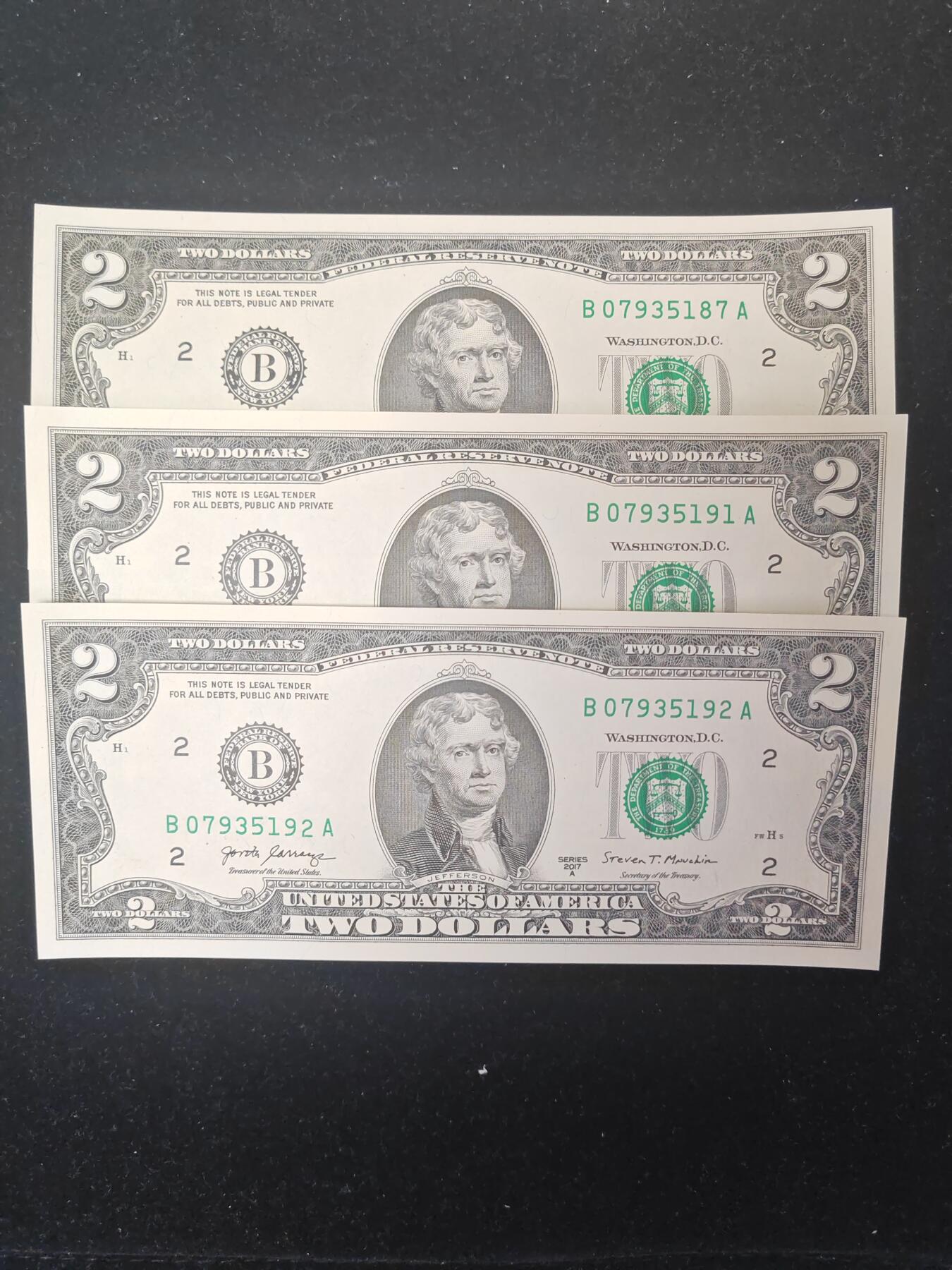 美国纸币 2美元 2017年 无4 全新UNC 单价