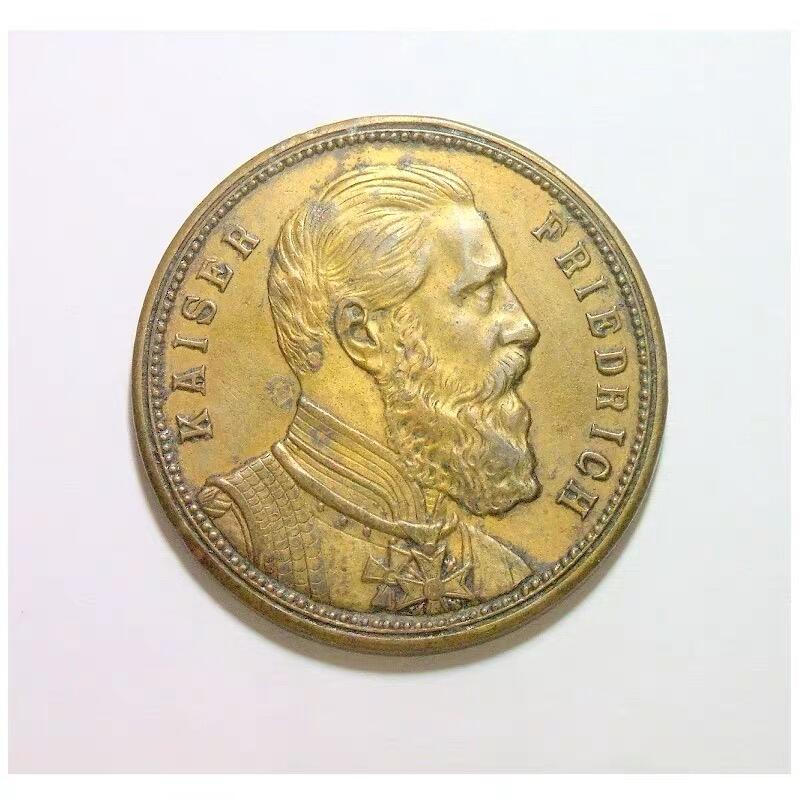 德国普鲁士1888年 腓特烈三世高浮雕精制大铜章 40MM