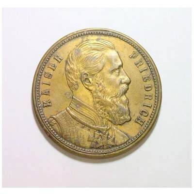 德国普鲁士1888年 腓特烈三世高浮雕精制大铜章 40MM - 德国普鲁士1888年 腓特烈三世高浮雕精制大铜章 40MM