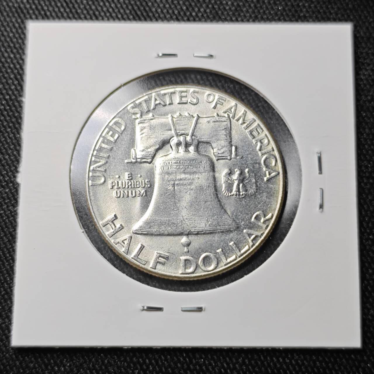 KK钱币收藏小铺 （套币 好品/批量散币 银币）专场  2月预留时间 周末发货  1963美国富兰克林50分银币 品不错