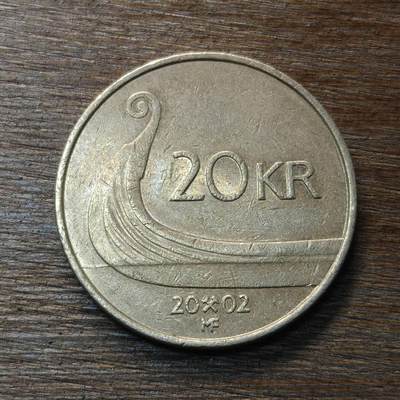 【铜匠收藏】★第133场★散币场，无佣金，30包邮。不满30元，支付5元运费。《接受代拍 代送NGC评级》 - 挪威 2002年 20克朗铜币