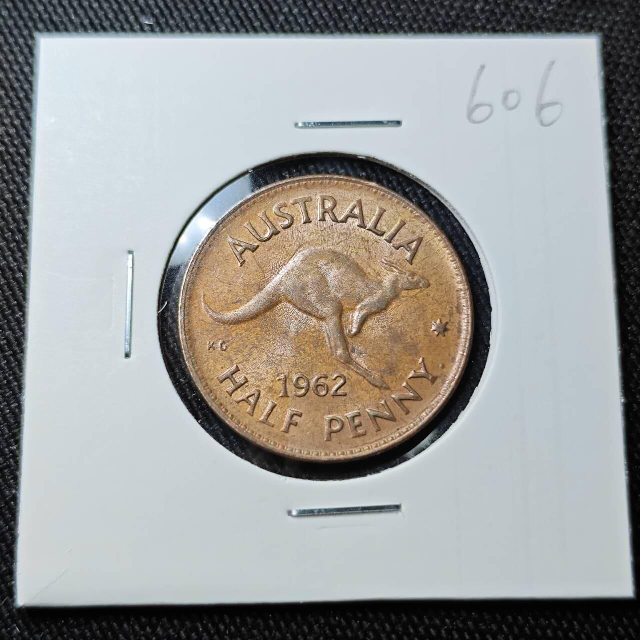 KK钱币收藏小铺 （套币 好品/批量散币 银币）专场  2月预留时间 周末发货  1962澳大利亚半便士铜币 好品