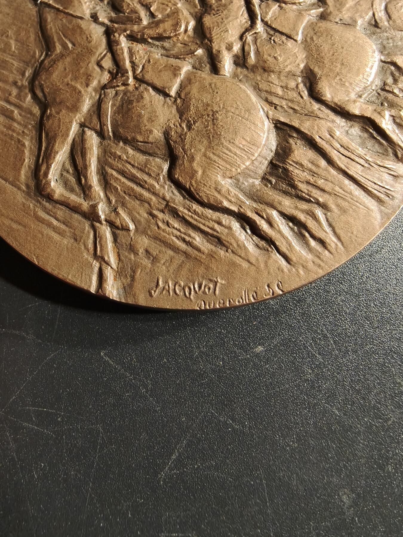 老王徽章第166期 法国巴黎中央赛马协会大铜章    原盒    直径68mm.    重量175.1g