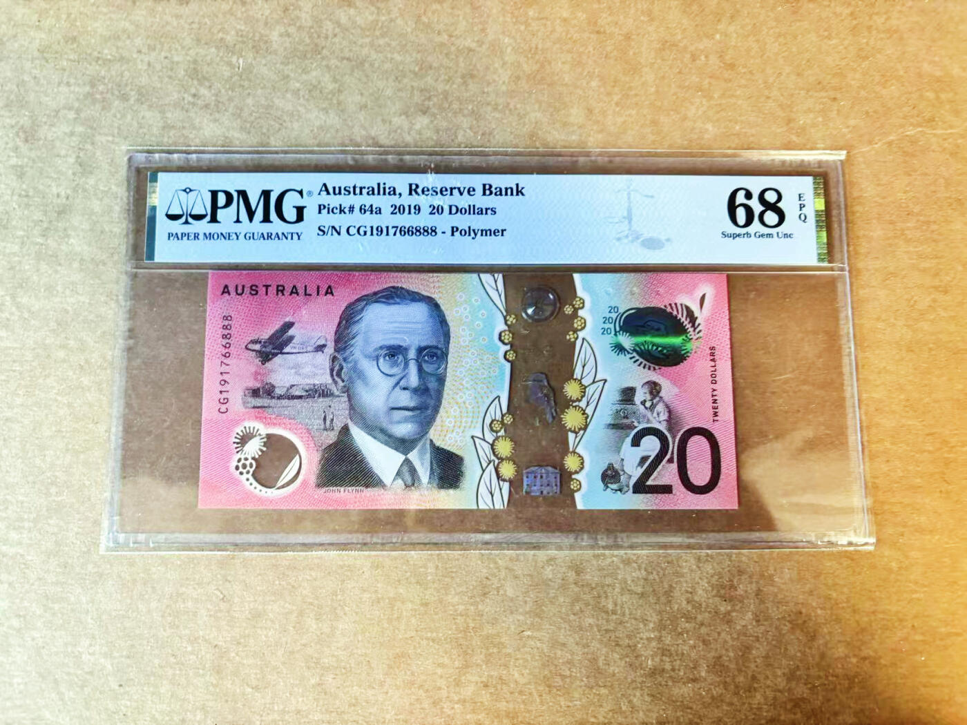 【Blue Auction】世界纸币精拍第756期——18级TOP拍卖/信誉/品质/专业/高效💫 【888豹子号】澳大利亚 2019年20元  PMG68EPQ 高分