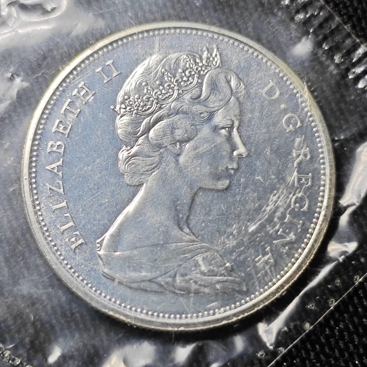 KK钱币收藏小铺 （套币 好品/批量散币 银币）专场  2月预留时间 周末发货   1967加拿大建国200周年 50分精制纪念币 塑封银币