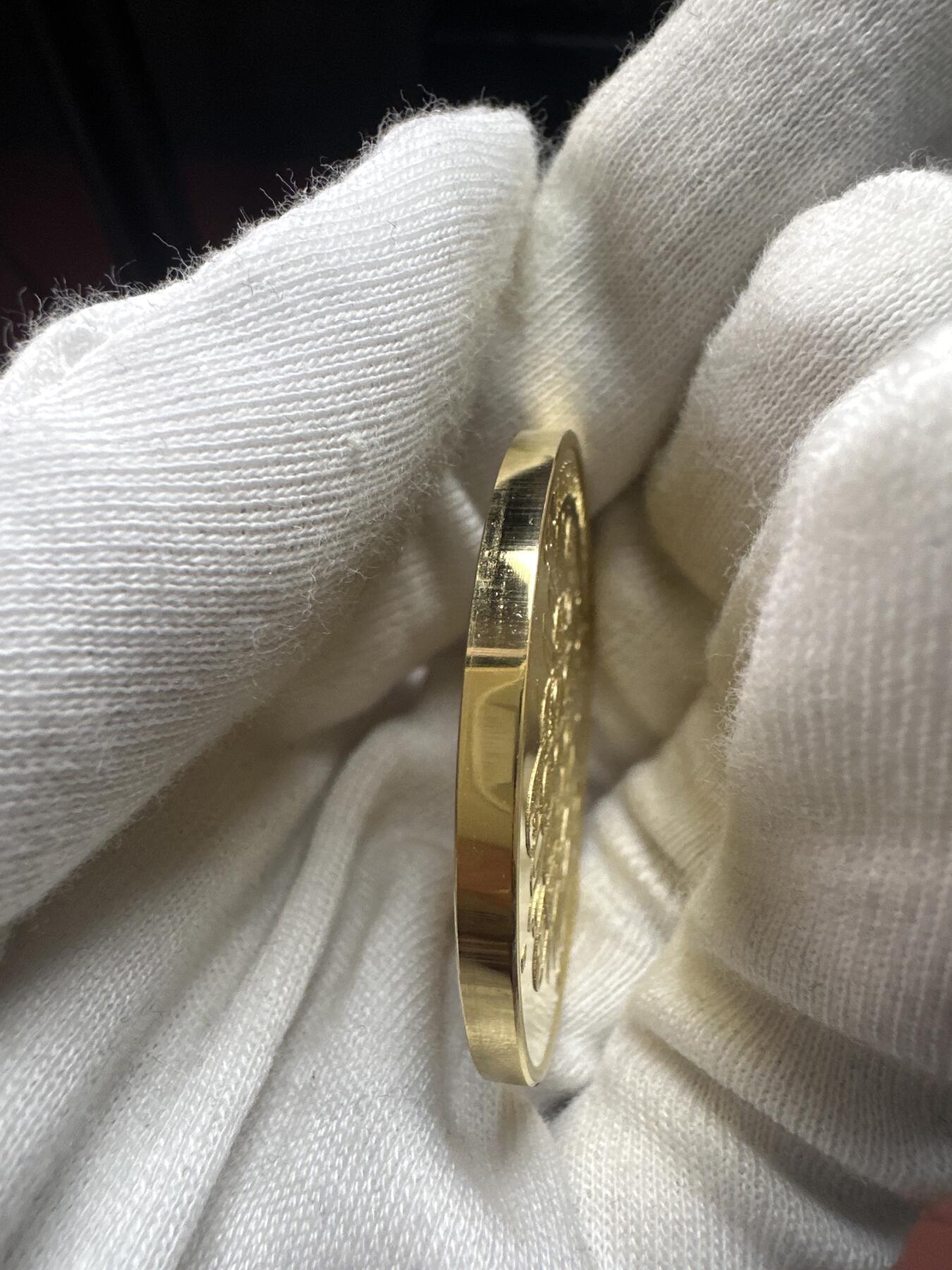 12.4铜章专场 2009年德国德累斯顿圣母教堂落成 高浮雕精致镀金铜章 40mm