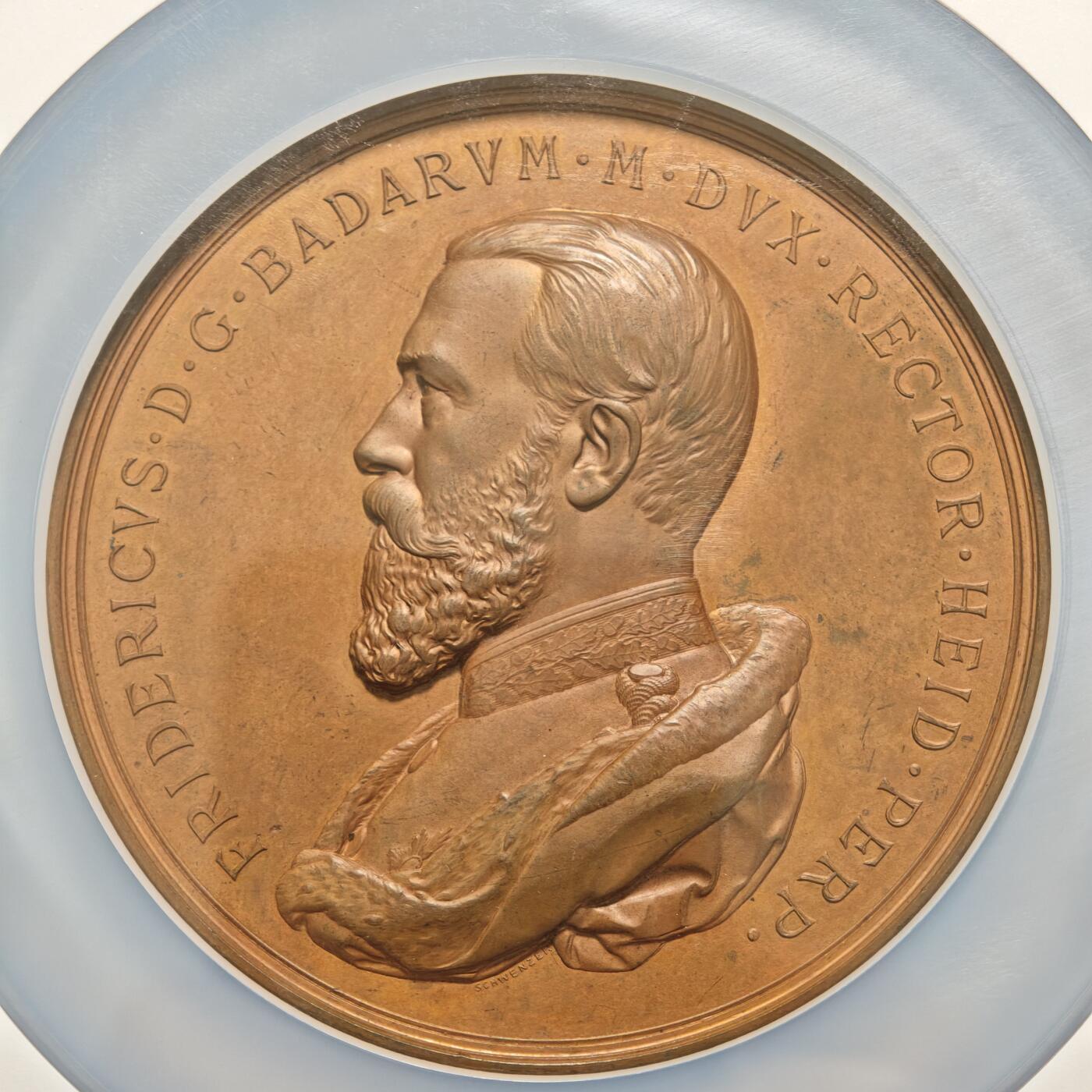 【德藏】世界币章拍卖第155期（拍品征集中~欢迎藏友联系） 1886年 德国海德堡大学成立500周年75mm纪念大铜章 NGC MS64BN 亚军分 仅枚更高 超大尺寸 浮雕极其优美 细节刻画极其细致