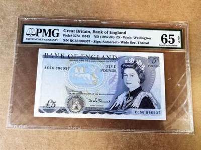 【礼羽收藏】🌏世界钱币拍卖第113期 - 英国D序列 1987-88年5镑 PMG66EPQ