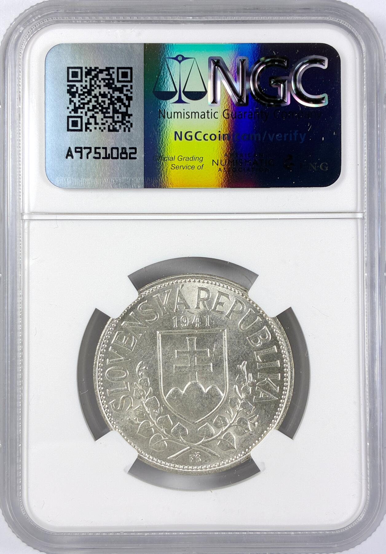 【雨安】【直播拍卖】【世界币章117期-评级币】2025-11-29 周六 19:30 保真 [评级欧洲] Slovakia 斯洛伐克 20克朗 1941年  NGC-MS64