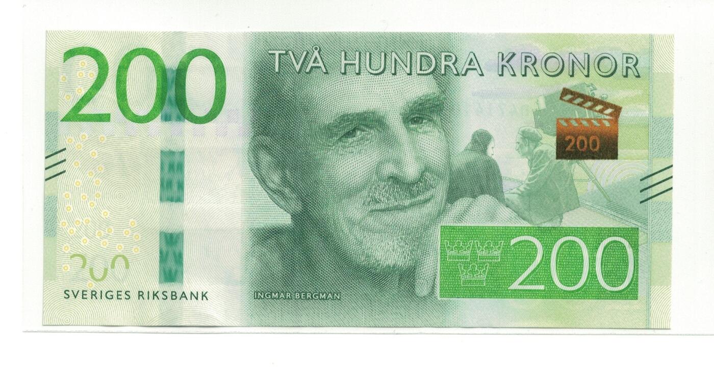 《艾美收藏》第222期-11.30周日外币畅拍 瑞典2015年200克朗UNC尾73 导演英格玛·柏格曼