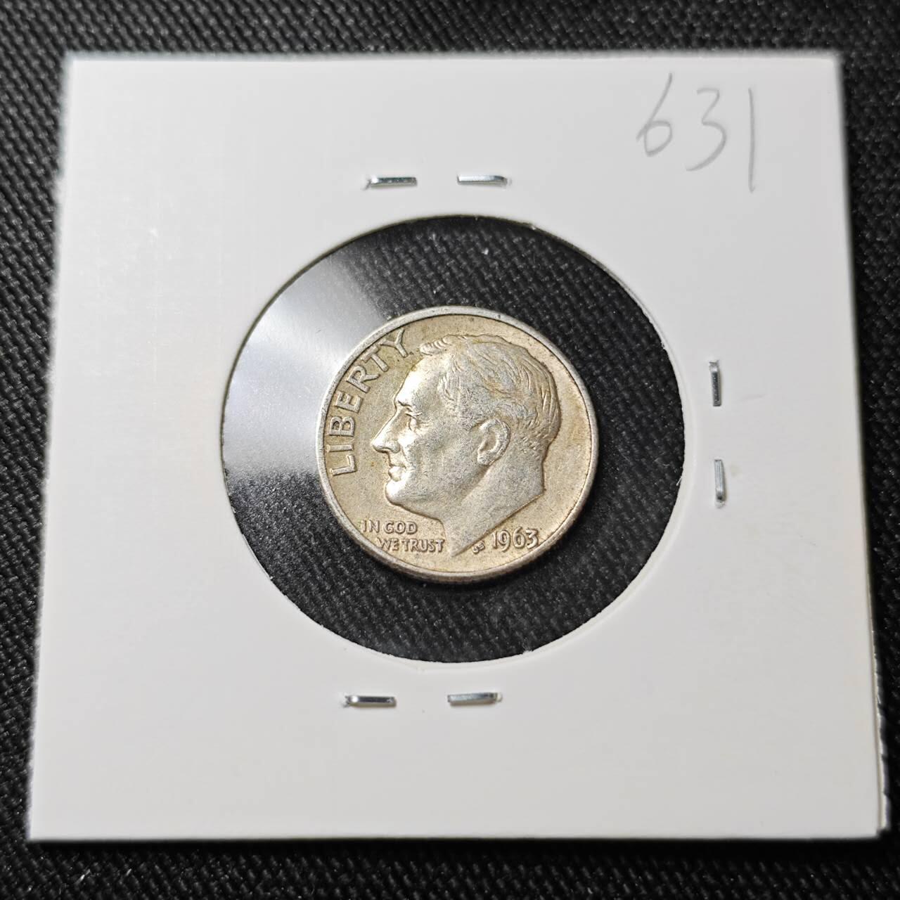 KK钱币收藏小铺 （套币 好品/批量散币 银币）专场  2月预留时间 周末发货    1963美国10分银币