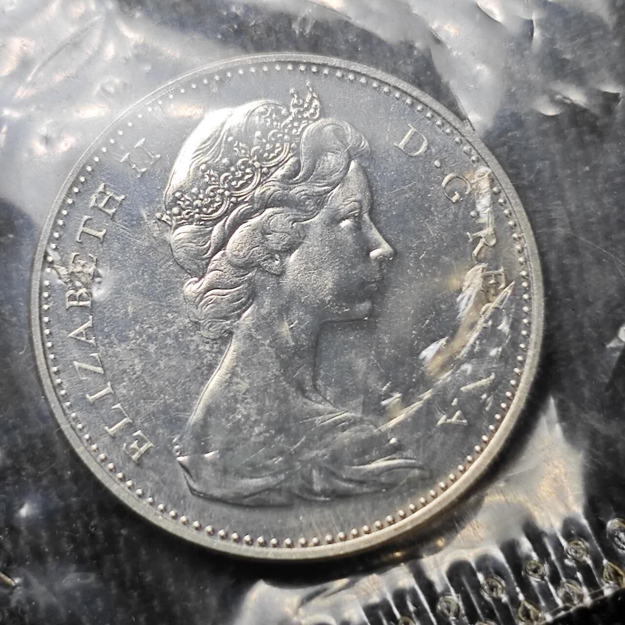 KK钱币收藏小铺 （套币 好品/批量散币 银币）专场  2月预留时间 周末发货   1967加拿大建国200周年 5分精制纪念币 塑封