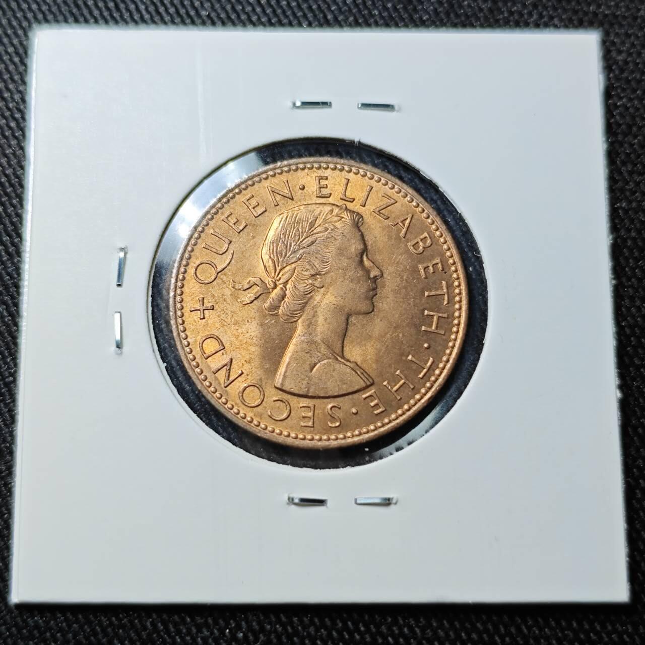 KK钱币收藏小铺 （套币 好品/批量散币 银币）专场  2月预留时间 周末发货  1963新西兰半便士铜币 好品