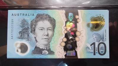 世界钱币～微拍第217期暨2025年第57期  近日新到货品少量 以及老库存一些 - 2017年澳大利亚10元 首发AA冠全新绝品无4尾号289