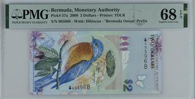 《艾美收藏》第222期-11.30周日外币畅拍 - 百慕大2009年首发洋葱冠2元PMG68E亚军分无347尾68 冠军69分仅2张 IBNS获奖钞 蓝鸟