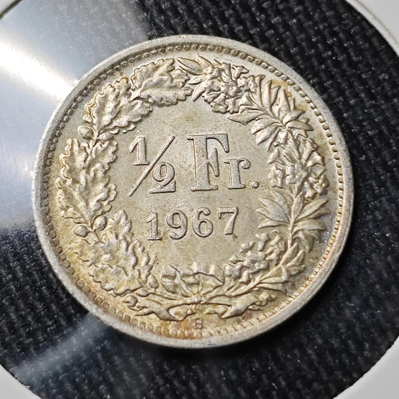 KK钱币收藏小铺 （套币 好品/批量散币 银币）专场  2月预留时间 周末发货  1967瑞士1/2法郎银币 好品