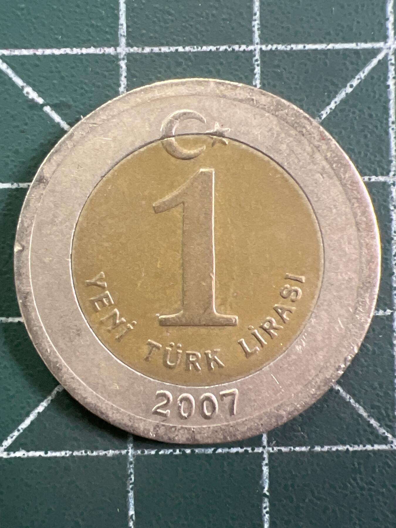 第1059 硬币专场 （无押金，捡漏，全场50包邮，偏远地区除外，接收代拍业务，本店十天发一次货） 土耳其 1 里拉   双色币