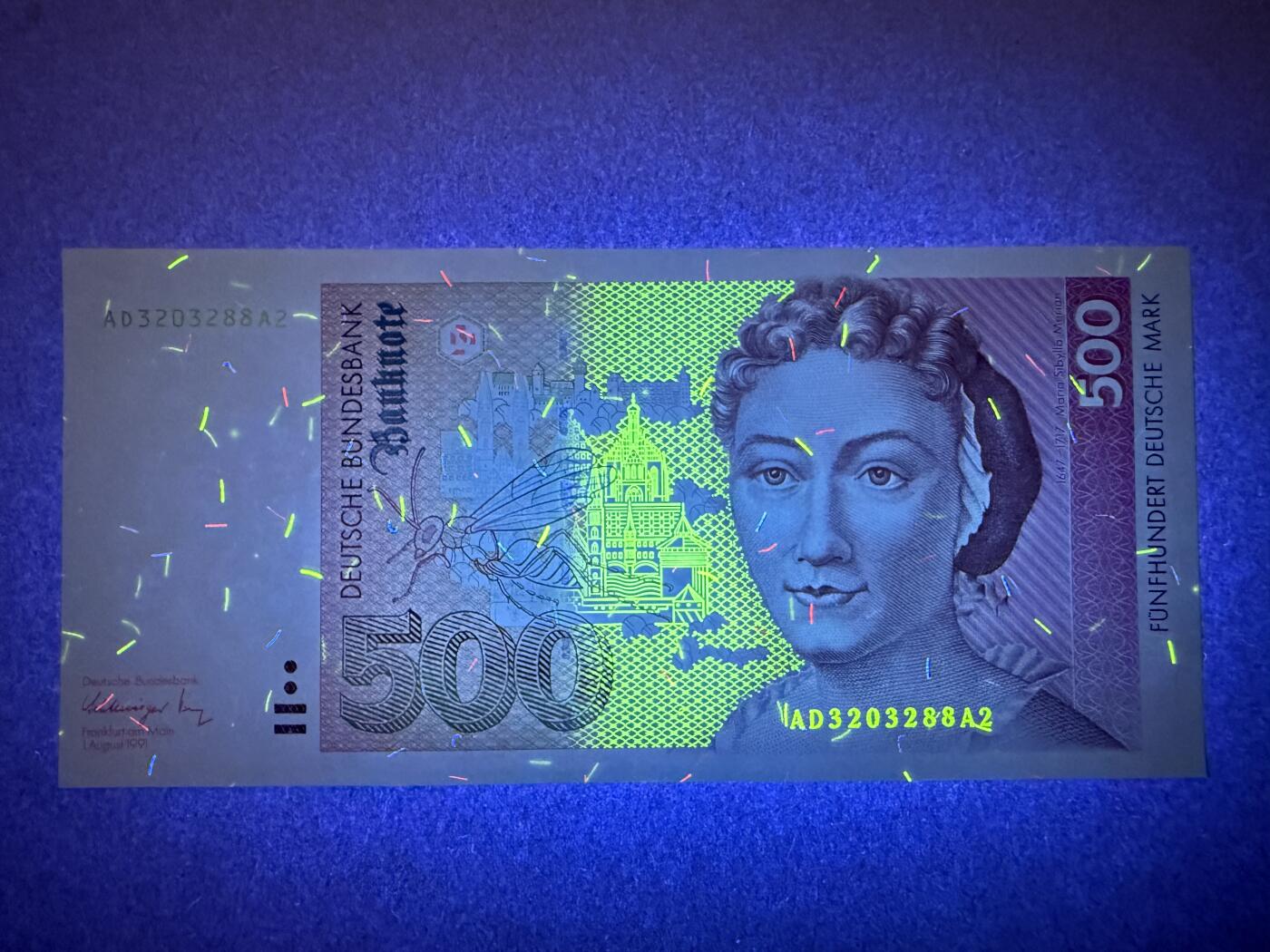 《艾美收藏》第222期-11.30周日外币畅拍 德国500马克 UNC 1991年 德国女画家梅里安 无47