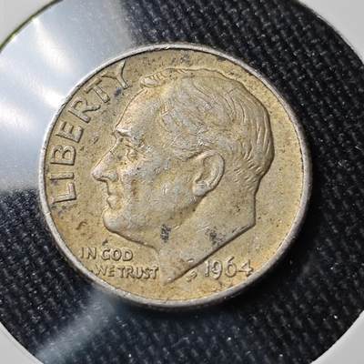 KK钱币收藏小铺 （套币 好品/批量散币 银币）专场  2月预留时间 周末发货 -   1964美国10分银币