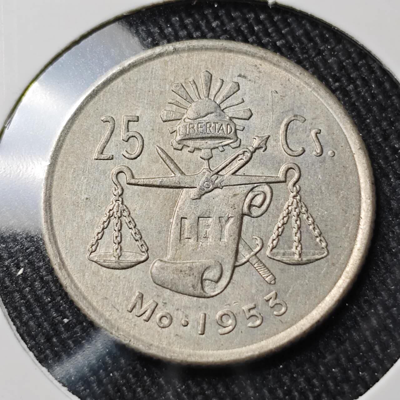 KK钱币收藏小铺 （套币 好品/批量散币 银币）专场  2月预留时间 周末发货  1953墨西哥25分银币