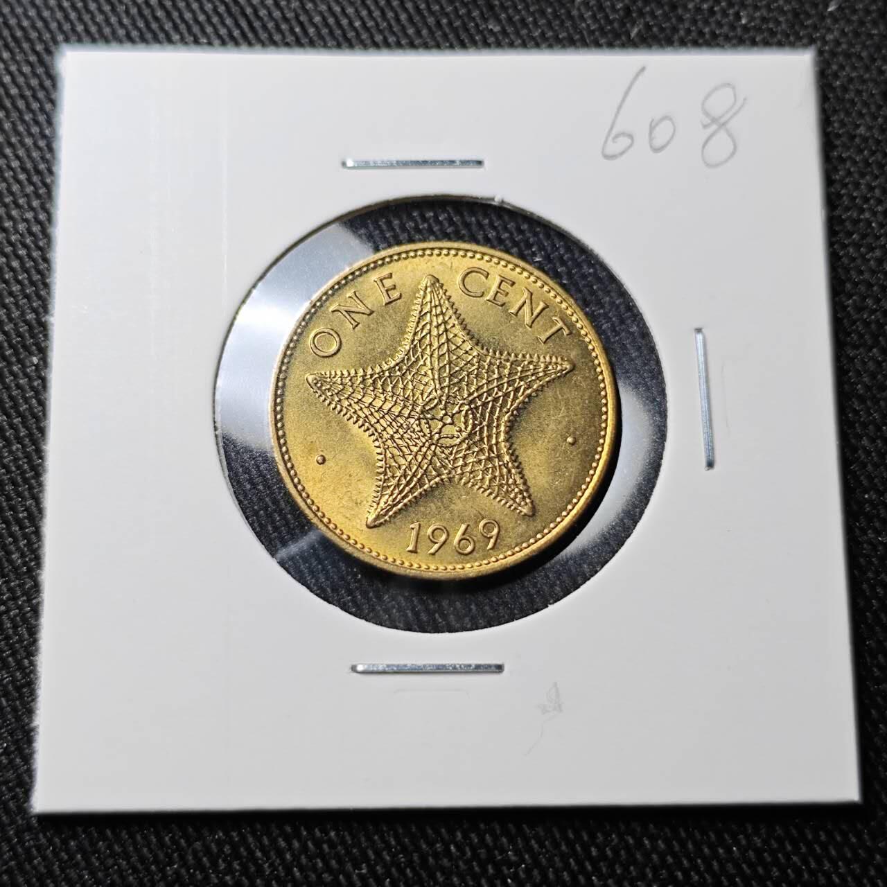 KK钱币收藏小铺 （套币 好品/批量散币 银币）专场  2月预留时间 周末发货  1969巴哈马海星一分铜币