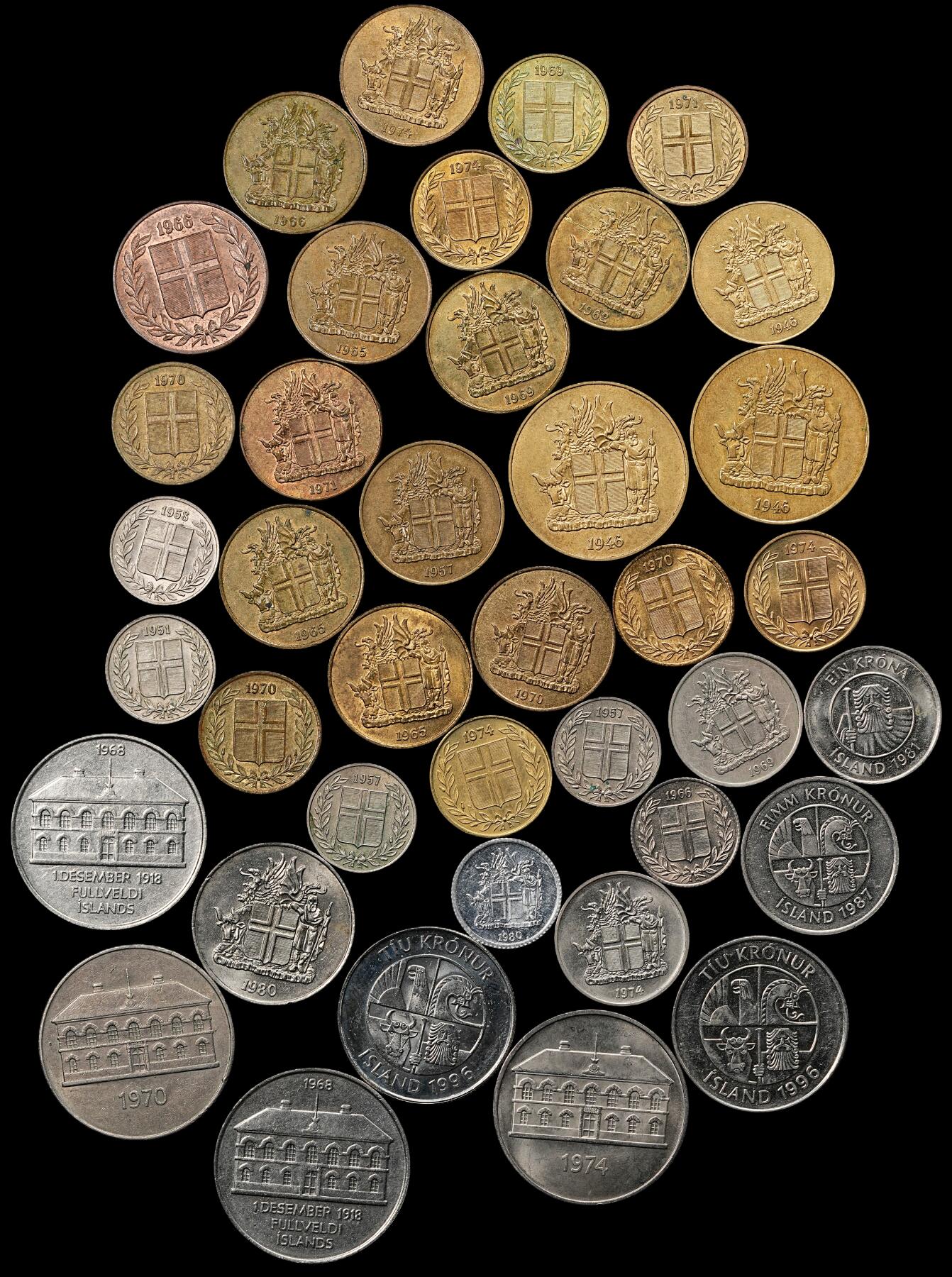 修遠堂世界钱币第九十五期 冰岛现代币一组