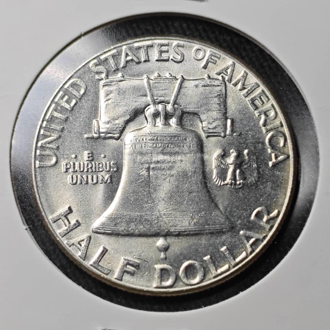 KK钱币收藏小铺 （套币 好品/批量散币 银币）专场  2月预留时间 周末发货  1963美国富兰克林50分银币 品不错