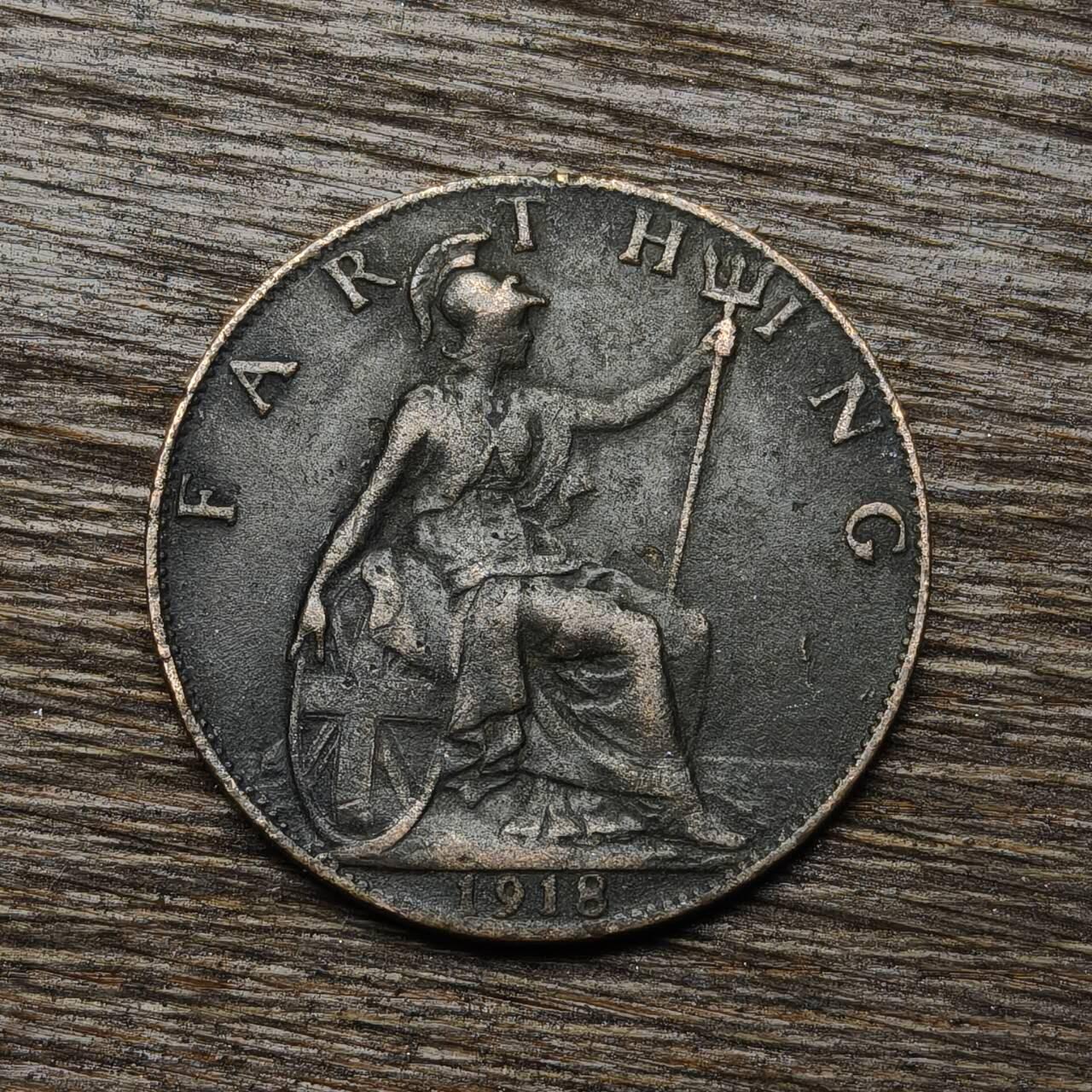 【铜匠收藏】★第133场★散币场，无佣金，30包邮。不满30元，支付5元运费。《接受代拍 代送NGC评级》 英国 1918年 1法新 铜币 乔治五世