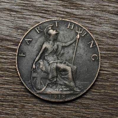 【铜匠收藏】★第133场★散币场，无佣金，30包邮。不满30元，支付5元运费。《接受代拍 代送NGC评级》 - 英国 1918年 1法新 铜币 乔治五世