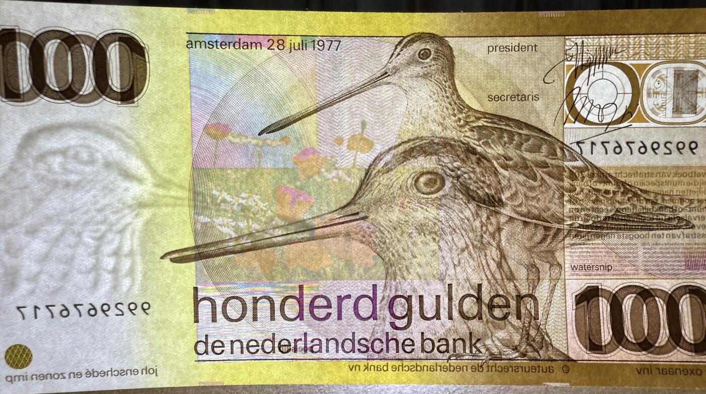 《艾美收藏》第222期-11.30周日外币畅拍 荷兰100盾 UNC 1977年 经典水鸟 无4