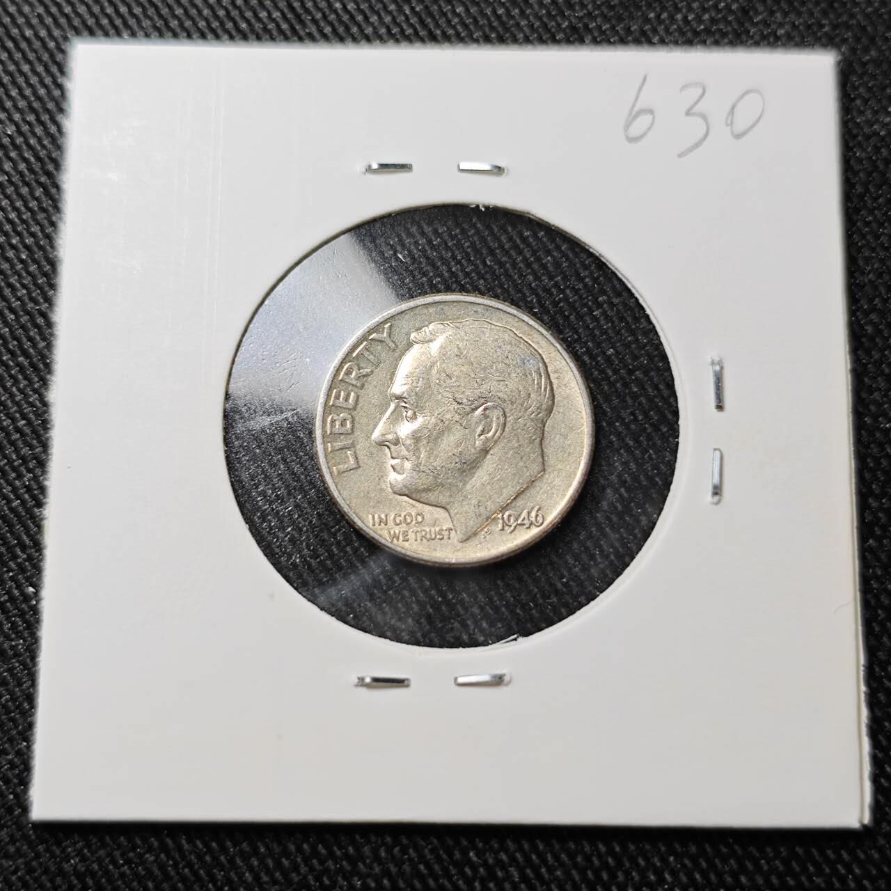 KK钱币收藏小铺 （套币 好品/批量散币 银币）专场  2月预留时间 周末发货    1946美国10分银币