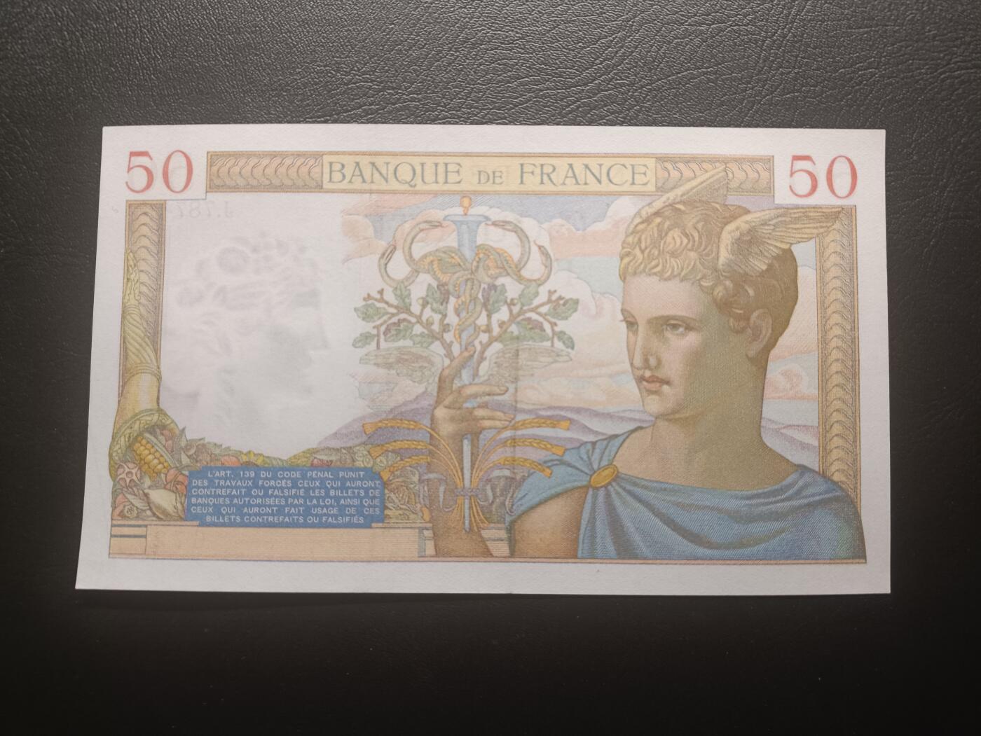 2025十一月第七期，总205期 法国1938年50法郎AUNC，农神和商业神，早期品种