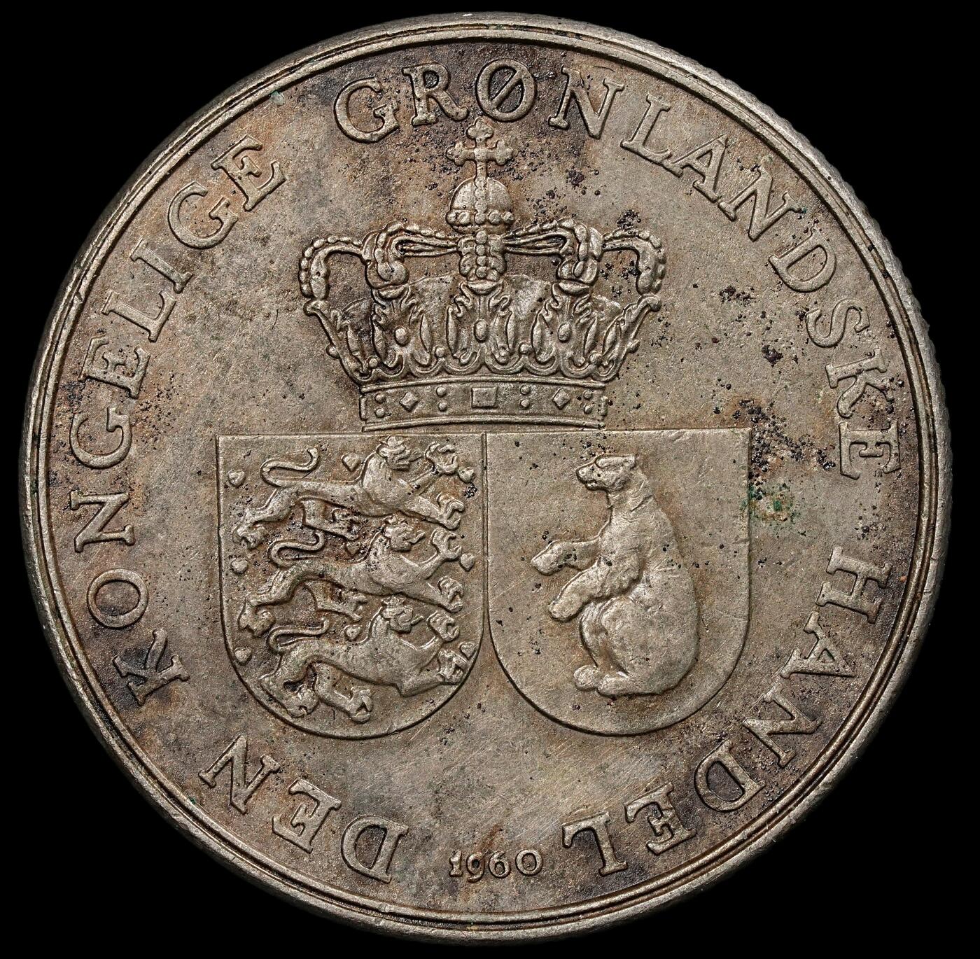 修遠堂世界钱币第九十五期 1960年皇家格陵兰贸易公司1克朗
