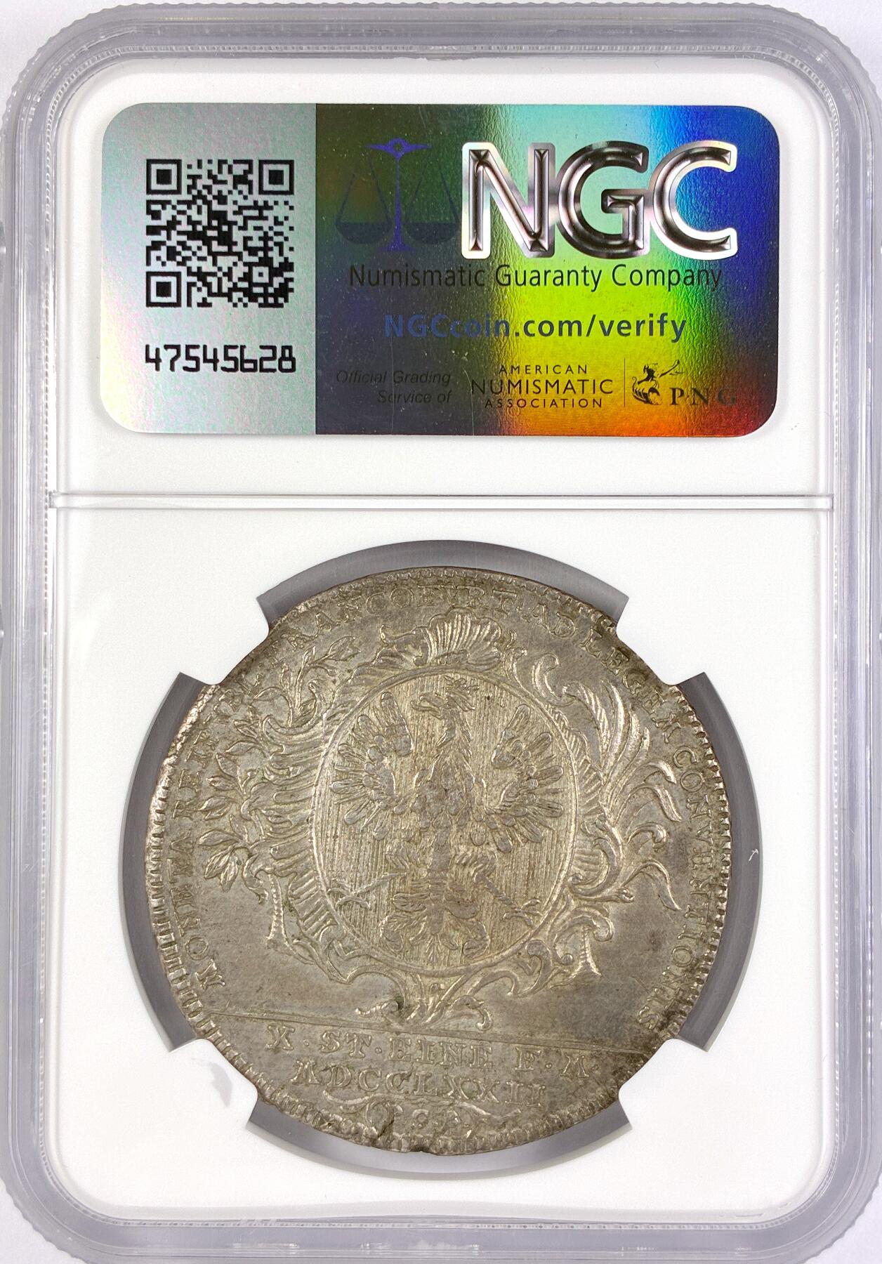 【雨安】【直播拍卖】【世界币章117期-评级币】2025-11-29 周六 19:30 保真 [评级德国] Germany 德国 德意志 1泰勒 Frankfurt法兰克福 KM#0251 (1772) 景观泰勒 1772年  NGC-AU58 深打 细节非常好