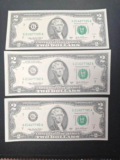 美国纸币 2003年 A 2美元 G区 无4 全新UNC 单价 - 美国纸币 2003年 A 2美元 G区 无4 全新UNC 单价